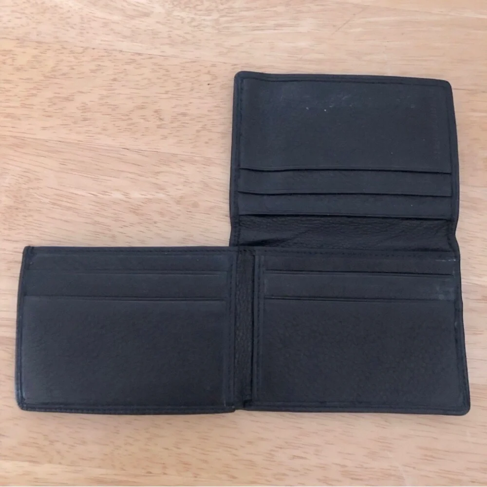 Stone Mountain wallet leather billfold L shape trifold card holder black crackle